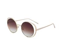 LUYYBDBG Lunettes de Soleil Homme À Cadre Rond en Métal Ajouré Femmes Premium Sense Euroamerican Sunglasses Protection Solaire Voiture-Cadre d'or Dégradé