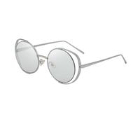 LUYYBDBG Lunettes de Soleil Homme À Cadre Rond en Métal Ajouré Femmes Premium Sense Euroamerican Sunglasses Protection Solaire Voiture-Cadre Argenté Silver Light Mercury