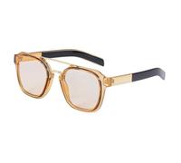 LUYYBDBG Lunettes de Soleil Homme Vintage Double Poutre Femmes Premium Sense Encadrées Hommes Vue-6 Thé Transparent