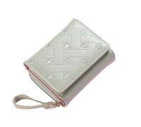 LUYYBDBG Portefeuille Court Brodé Love Zero pour Femmes, Boucle À Fermeture Éclair, Sac Cartes De Grande Capacité, Polyvalent, Mode Simple-Vert