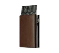 LUYYBDBG Portefeuille pour Hommes avec Fermeture Éclair, Porte-Monnaie Automatique Pop-up en Métal, Porte-Carte De Crédit, Blocage Minimaliste, Idée Cartes Visite-Marron