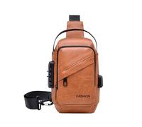 LUYYBDBG Sac Banane De Poitrine À La Mode pour Hommes, Bandoulière Décontracté Grande Capacité avec Verrouillage par Mot Passe Multifonction, Banlieue-Marron Clair-Taille Unique