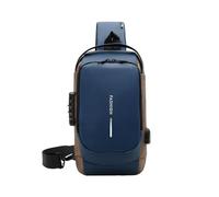 LUYYBDBG Sac Banane De Poitrine pour Hommes, À Bandoulière Décontracté avec Verrouillage par Mot Passe, Tissu Oxford, Port Chargement, Moto-Bleu Et Or