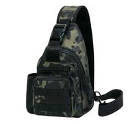 LUYYBDBG Sac Banane De Poitrine pour Hommes, À Bandoulière, Dos Tactique Camouflage Multifonctionnel, en Toile Bandoulière D'extérieur, Leurre Sport Décontracté-Camouflage Nuit Noire