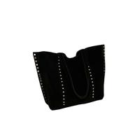 LUYYBDBG Sac bandoulière Nouveau Fourre-Tout en Daim Grande Capacité Haut De Gamme Rivet À Main Rétro Aisselles Bandoulière-Noir-Taille Unique