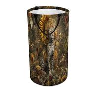LUYYSKY Aquarelle rustique guépard polyvalent panier à linge de rangement, peinture à l'huile abstraite, jardin, tournesols, léopard, faune, grande capacité, panier de salle de bain avec poignée