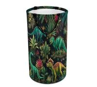 LUYYSKY Panier à linge polyvalent style dessin animé, motif dinosaure du milieu du siècle, vintage, coloré, plantes tropicales, jungle, dinosaure, faune, grande capacité, panier de salle de bain avec