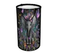 LUYYSKY Panier à vêtements sale pliable coloré dessin animé, panier de rangement pour vêtements de jardin, fleur, papillon, faune sauvage, éléphant, panier de rangement portable