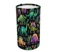 LUYYSKY Panier à vêtements sale pliable coloré du milieu du siècle, dessin animé, vintage, plantes tropicales, jungle, dinosaure, faune sauvage, panier de rangement portable pour vêtements