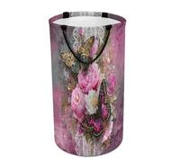 LUYYSKY Panier à vêtements sale pliable motif papillons colorés peinture à l'huile, beau rétro forêt printemps jardin rose floral pivoine panier de rangement pour vêtements