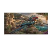 LUYYSKY Serviette de plage absorbante avec peinture à l'huile rustique, belle côte colorée, île, paysage, faune sauvage, perroquet, serviette de plage en velours sur une face