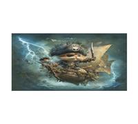 LUYYSKY Serviette de plage absorbante en velours avec motif chat de dessin animé rustique, vintage, bateau de pirate, bateau de pirate, une seule face