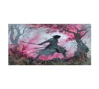 LUYYSKY Serviette de plage absorbante rustique rétro Samouraï, peinture à l'huile japonaise, fleurs de cerisier, encre florale, samouraï, extérieur en velours, serviette de plage