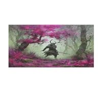 LUYYSKY Serviette de plage absorbante Samouraï Peinture à l'huile japonaise Rétro Rustique Fleurs de cerisier Encre florale Anime Samouraï Extérieur Velours Serviette de plage simple face