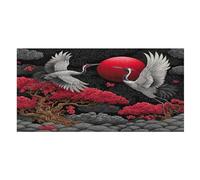 LUYYSKY Serviette de plage japonaise moderne à séchage rapide, vintage, rustique, fleur de prune rouge, oiseau, soleil, voyage, vacances, serviettes de bain à poils simples