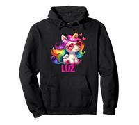 Luz Nom personnalisé Licorne colorée pour Femmes et Filles Sweat à Capuche