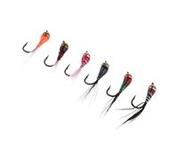 Luzhengyang Lot de 6 mouches nymphes à tête de perles pour pêche à la truite - Mouches coulées pour imiter les libellules ou les truites arc-en-ciel - Plumes artificielles de qualité supérieure