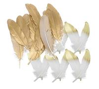 Luzhengyang Plumes d'oie blanches et dorées DIY - 24 pièces naturelles artisanales décorations de plumes 15-20cm