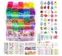 LUZOON 15000+ Elastique Bracelet Enfant Kit XXL, 45 Couleurs Loom Bands Enfant Boite de Rangement à 3 Couches Bricolage Élastique avec Cadeau pour Fille Garçon (Blanc)