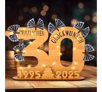 LUZOON 2025 Livre d'or en Bois pour Carte d'anniversaire 30 ansDécoration d'anniversaire en bois Cadeau avec chaîne lumineuse LED et Bougeoir 30 ans Cadeau Panneau de Bois Cadeau Personnalisable