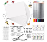 LUZOON 213 Feuille Kit Complet Plastique Fou, Kit Magique Pour Enfant Incluant A4 20 Plastique Transparent, Perforatrice, Crayon, Fermoir (A4-Vierge)
