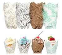 LUZOON Caissettes Cupcake 200 Pièces, Caissette Muffins Tasses de Papier de Cuisson de Tulipe Caissette Muffins Pour Cupcake, Mariage, Anniversaire, Fête (200 Pièces ②)