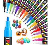 LUZOON Marqueur Peinture Acrylique, 18 Couleurs Marqueur acrylique Ensemble de Stylos de Peinture à L'encre à Base D'huile à Séchage Rapide pour Galet, Pierre, Verre, céramique, Textile (3mm Nib)