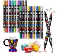 LUZOON Marqueur Peinture Acrylique, 24 Couleurs Pinceau Double Pointe Peinture Acryliques Stylos Marqueur Peinture Permanent Art Peinture Set pour Pierre, Bois (36 Couleurs 18 Pièces)