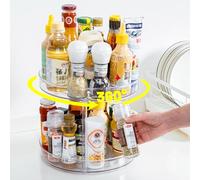 LUZOON Plateau Tournant Epices Rotatif, Lazy Susan Organisateur Organizer de Rangement Cuisine d'étagère de Placard Support de Stockage d'articles pour Condiments,Frigo,Chambre (23cm 2Etages)