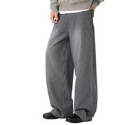 LUZOUCHE Y2K - Jean baggy pour homme - Vintage - Rayé - Streetwear - Denim - Bermuda tendance - Jambes larges - Coupe droite - Pantalon en denim - Pantalon d'écolier - Pantalon hip hop, Noir , M
