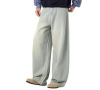 LUZOUCHE Y2K - Jean baggy pour homme - Vintage - Rayé - Streetwear - Denim - Bermuda tendance - Jambes larges - Coupe droite - Pantalon en denim - Pantalon d'écolier - Pantalon hip hop, bleu clair