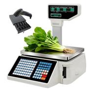 Luzphened Balance de Pression d'étiquettes,Balance de Caisse enregistreuse, balances d'impression d'étiquettes, Balance de calcul des Prix, Affichage Double Face, pour Supermarché Machine+Gun+cashbox