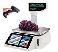 Luzphened Balance d'impression d'étiquettes de Prix numérique, écran LCD Double Face, imprimante Thermique de Balance de calcul, Caisse enregistreuse électronique à Code-Barres Machine+Gun