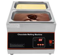 Luzphened Tempéreuse à Chocolat Commerciale 500 W Électrique pour Chocolat 10 kg Fondoir à Chocolat Température Réglable 0-85 ℃ en INOX Alimentaire pour Chauffer Beurre Crème Lait 2tank