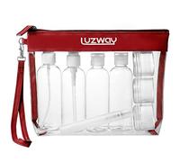 LUZWAY Trousse de Toilette Transparente + 8 Bouteilles Vide de Voyage pour Liquides(Max.100ml), Kit de Voyage pour l’Avion,Set de Voyage dans Bagages à Main, Sac Cosmétiques pour Hommes et Femmes