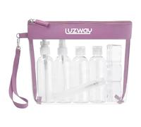 LUZWAY Trousse de Toilette Transparente + 8 Bouteilles Vide pour Liquides (Max.100ml), Kit de Voyage pour l'Avion, Set dans Bagages à Main, Sac Cosmétiques pour Hommes et Femmes