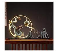 LUZZILE Brûleur d'encens Lampe Cercle Dragon brûleur d'encens Zodiaque Dragon brûleur d'encens Chinois Zen Style Maison Salon Bureau Ouverture Cadeau Brûleur d'encens à refoulement(M)
