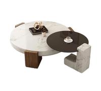 LUZZILE Mesa Para Centro De Sala Table basse ronde en marbre et bois nordique pour salon, maison, petit appartement, simple table basse Table basse (M)