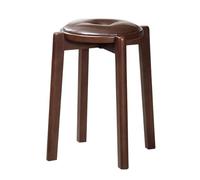 LUZZILE Tabouret Court Tabouret de Maquillage Salle à Manger en Bois Massif Cuir Souple Haut Salon Rond empilable