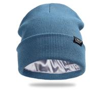 Lvaiz Hats Bonnet d'hiver doublé de Satin pour Femme, Bonnet Unisexe en Coton tricoté avec Doublure Soyeuse, Bleu, Taille Unique