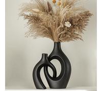 Lvases Snuggle Lot de 2 vases Creux Modernes en céramique pour décoration de Table d'intérieur (Noir Mat, 17,3 x 27,9 cm)