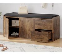 LVB Banc de Rangement Multifonction Banc à Chaussures rembourré avec tiroir pour entrée Salon ou Chambre Couleur Marron Rustique 101 x 45 x 34 cm