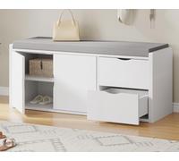 LVB Banc de Rangement Multifonction Banc à Chaussures rembourré avec tiroir pour entrée Salon ou Chambre Couleur Blanc 101 x 45 x 34 cm