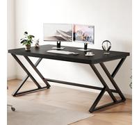 LVB Bureau d'ordinateur en Bois Rustique exécutif en métal Bureau Industriel Table d'ordinateur en Bois pour Chambre Salon Chêne Noir 120 cm