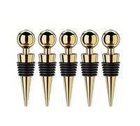 LVCHAO 5Pcs Bar Tool Conical Wine Stoppers Sealed Metal Champagne Stopper Reusable Storage Twist Cap Plug Home pour Cuisines et Bars(Gold)