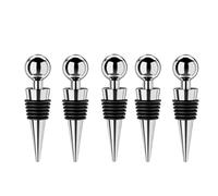 LVCHAO 5Pcs Bar Tool Conical Wine Stoppers Sealed Metal Champagne Stopper Reusable Storage Twist Cap Plug Home pour Cuisines et Bars(Silver)