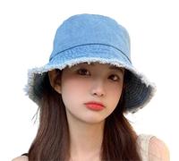 LVCHAO Chapeau De Protection Chapeau en Jean, Chapeau de pêcheur for Femme, Chapeau de Protection Solaire, Version Tendance, Polyvalent Chapeau Boonie pour La Pêche, La Marche Et La Rand(Blue)