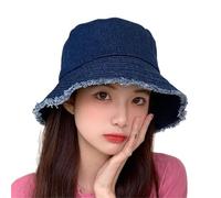 LVCHAO Chapeau De Protection Chapeau en Jean, Chapeau de pêcheur for Femme, Chapeau de Protection Solaire, Version Tendance, Polyvalent Chapeau Boonie pour La Pêche, La Marche Et La Rand(Deep Blue)