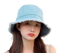 LVCHAO Chapeau en Jean de Protection Solaire - Version Tendance Boonie pour Femme - pour La Pêche, La Marche Et La Randonnée (Light Blue)
