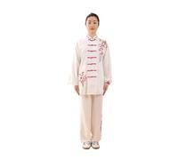 LVCHAO Ensemble de Tai Chi Traditionnel Kungfu Vêtements de Pratique Classiques Performance Bambou Prune Broderie Boucle Unisexe pour Femmes(Color5,M)